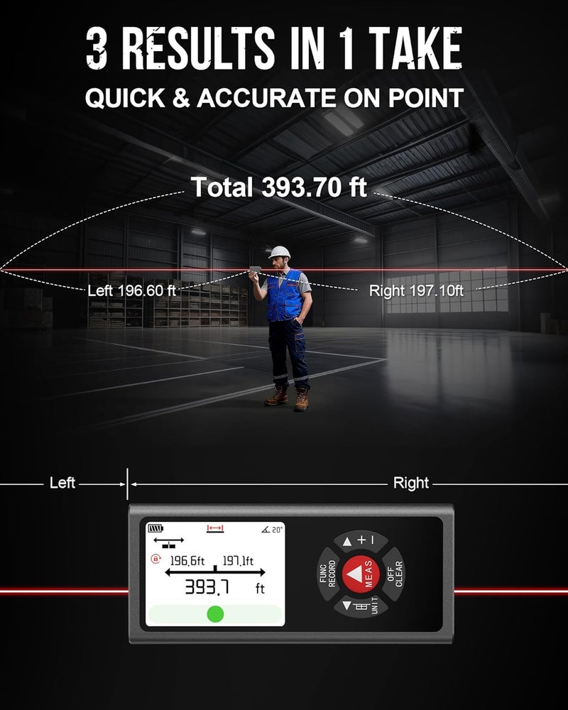 COROLLATA Dual Bilateral Laser Distance Measuring Tool Sturdy Aluminum Casing Laser Tape Measure Distance Measuring Wheel - Image 3